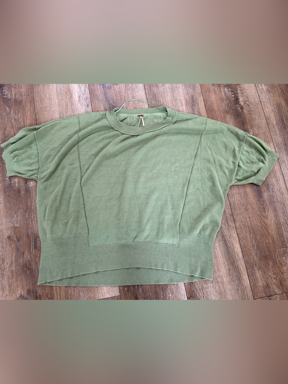 Free People Olive Green Boxy Knit Top size large